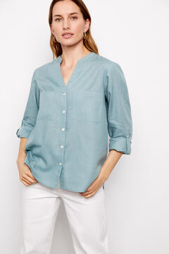 Cortefiel Eco-friendly linen shirt Royal blue