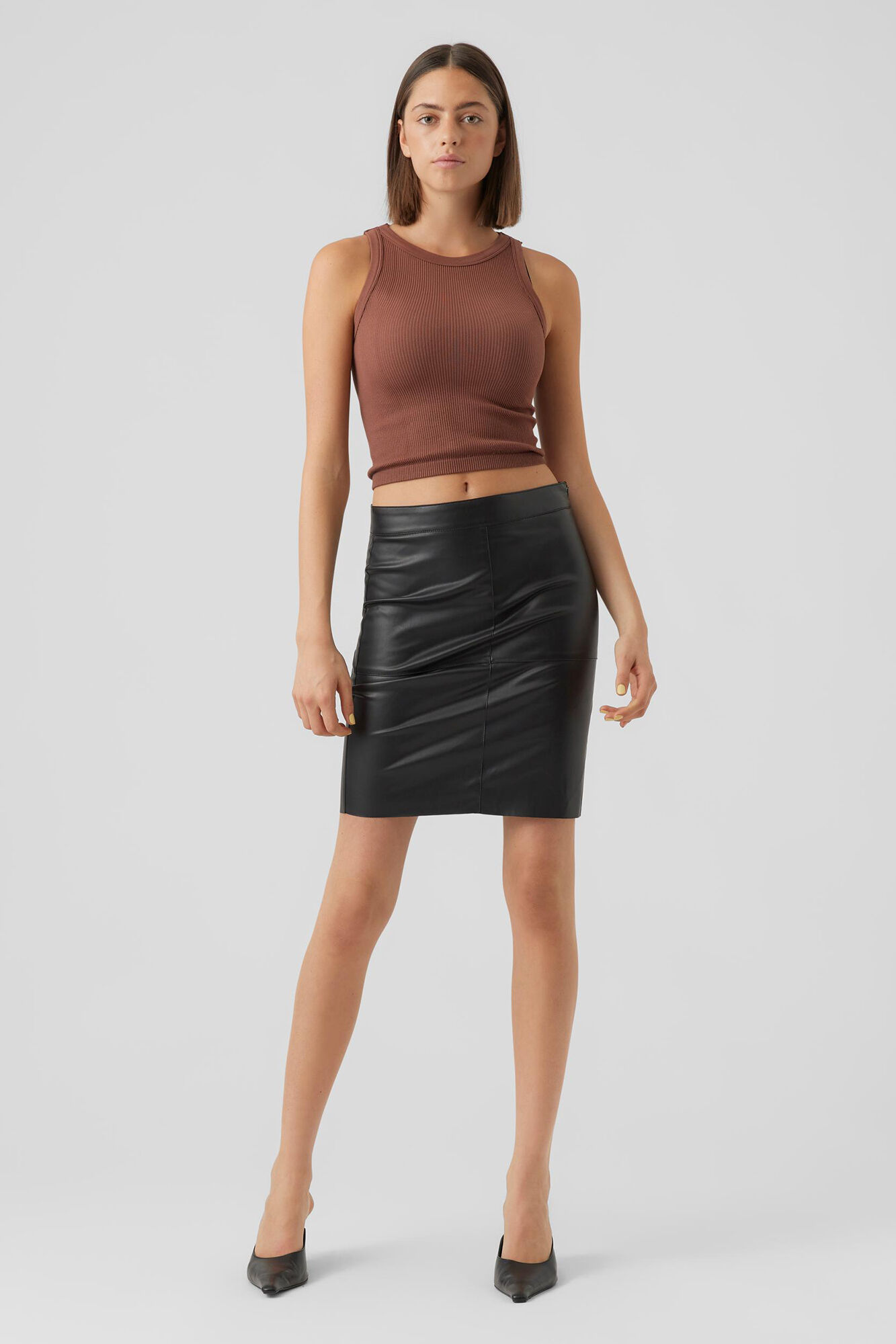 Black back zip faux leather high waisted shop mini skirt