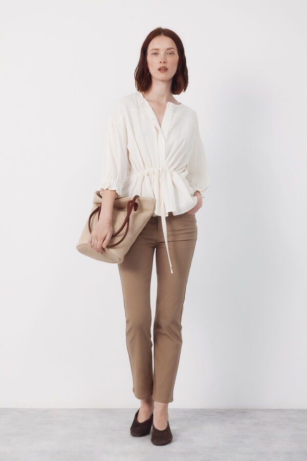 Cortefiel Skinny trousers with zips Beige