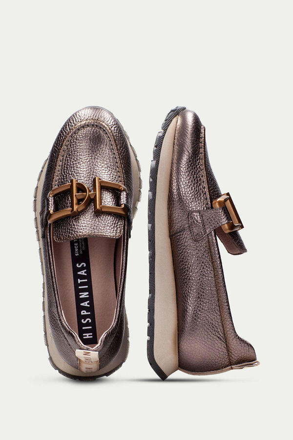 Hispanitas Mocassim esportivo KANSAS com detalhes metálicos Castanho