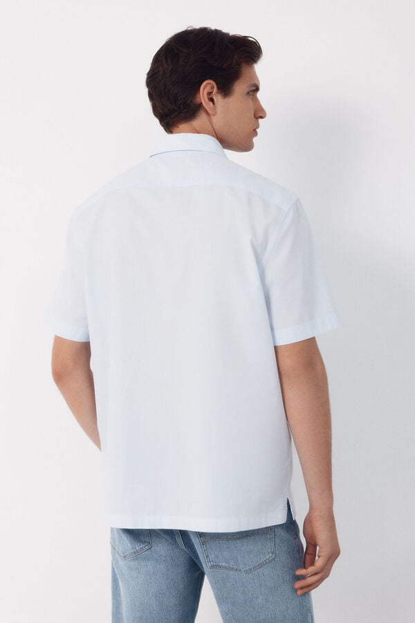 Cortefiel Gingham short sleeve shirt Blue