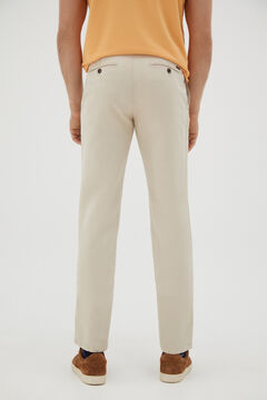 Cortefiel Cotton and linen chinos with drawstring  Mink