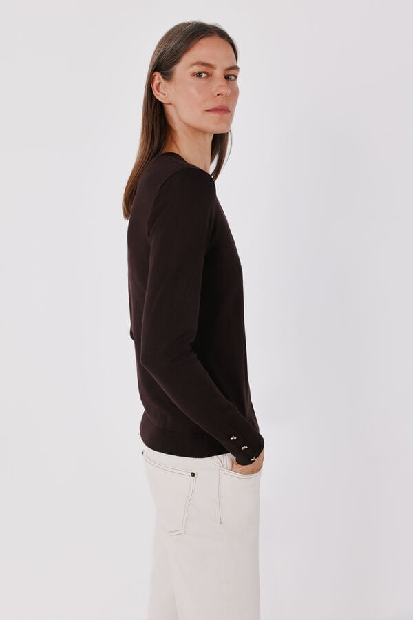 Cortefiel Round neck jumper Dark brown