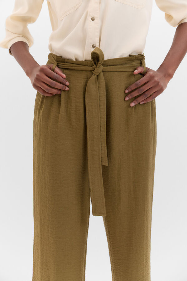 Cortefiel Floaty pleated trousers Kaki