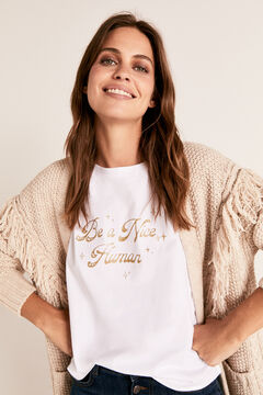 Cortefiel Glitter round neck t-shirt White