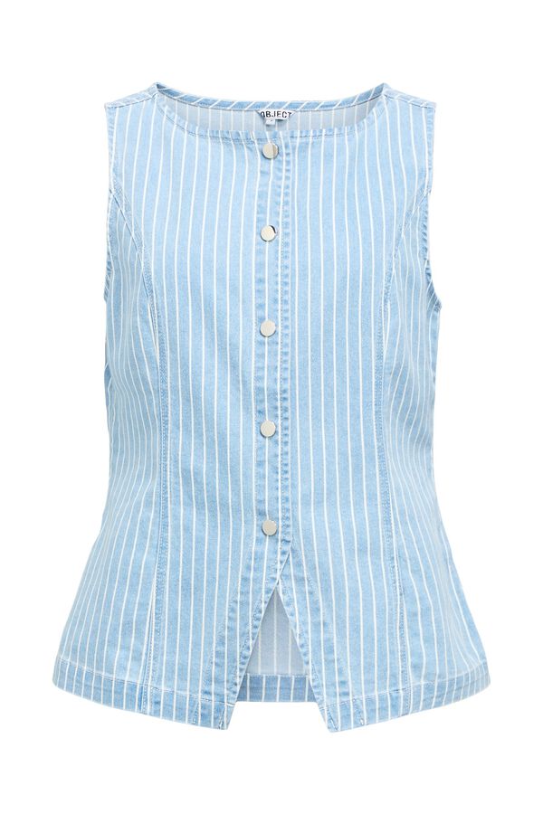 Object Striped denim gilet Blue