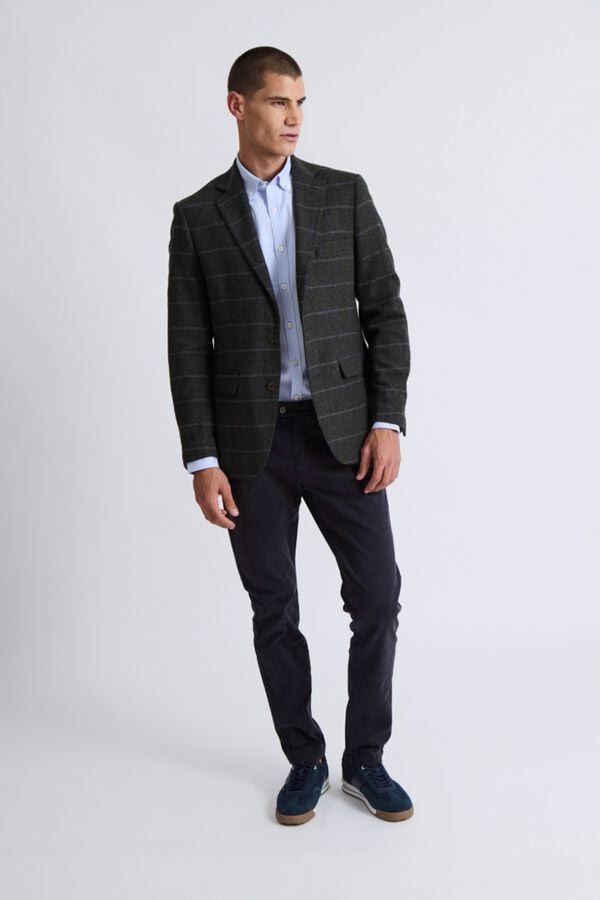 Williot Blazer de espiga em l&atilde; aos quadrados Verde