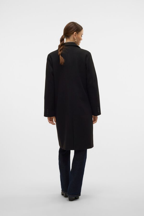 Vero Moda Sobretudo comprido com aba Preto