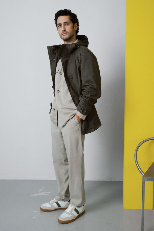 Cortefiel Short hooded parka Kaki