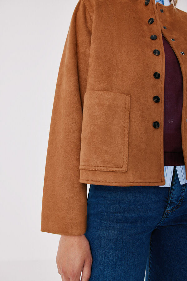 Cortefiel Faux suede jacket Nude