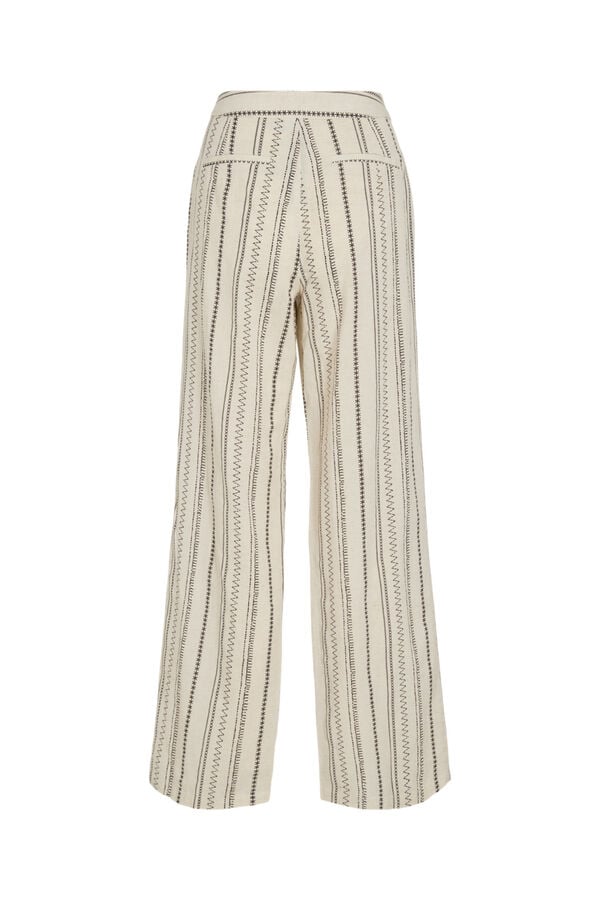 Vila Cal&ccedil;a comprida com estampado &eacute;tnico em algod&atilde;o e linho Tostado