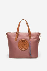 Cortefiel Quilted nylon logo shopper bag Pink