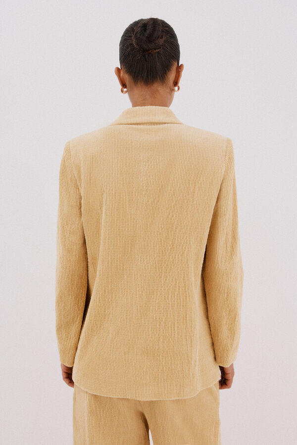 Cortefiel Blazer feminino de veludo Dourado