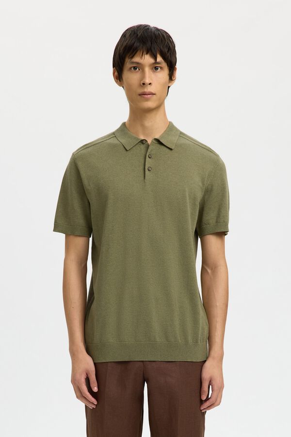 Selected Polo manga curta em malha Verde