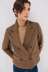 Cortefiel Cropped blazer Printed brown