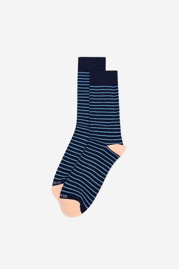 Cortefiel Micro-striped motif socks Navy