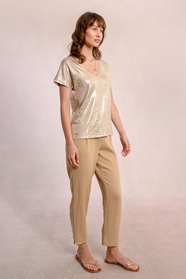 Molly Bracken T-shirt de manga curta com estampado Dourado