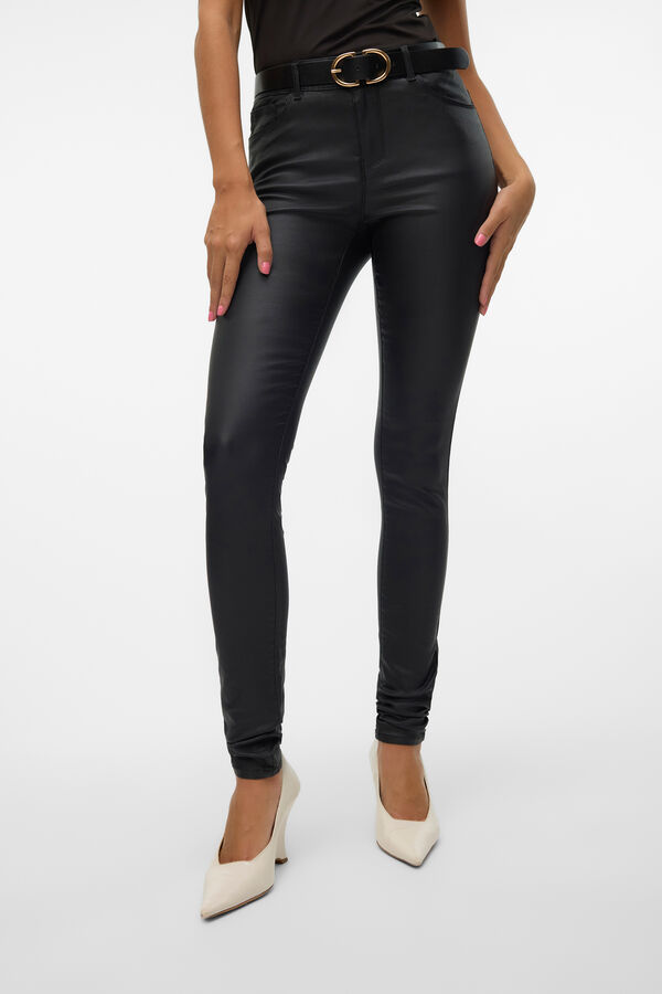 Vero Moda Calça com efeito encerado  Preto