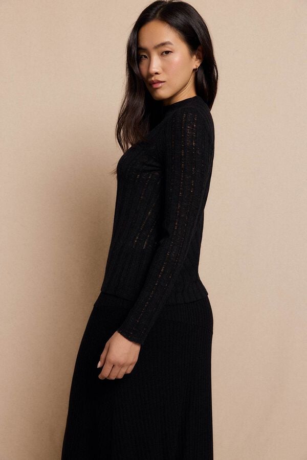 Slowlove Textured knit top Black