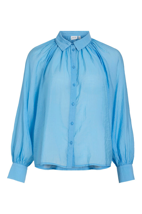 Vila Blusa manga comprida abalonada Azul