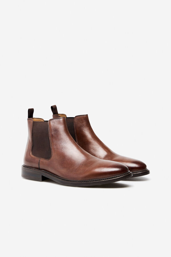 Cortefiel Leather Chelsea boot Dark brown