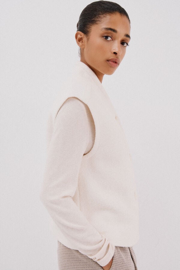 Cortefiel Colete feminino oversized Ecru