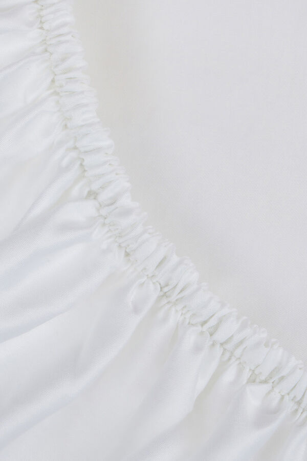 Bassols Lençol Bajera Satén 300 Hilos  Cama 180 cm Branco