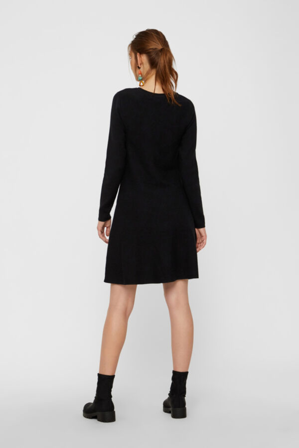 Cortefiel Jersey-knit dress with round neck Black