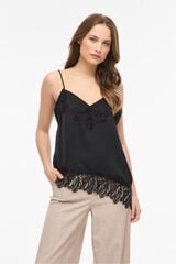 Vila Lingerie satin-finish lace top Black