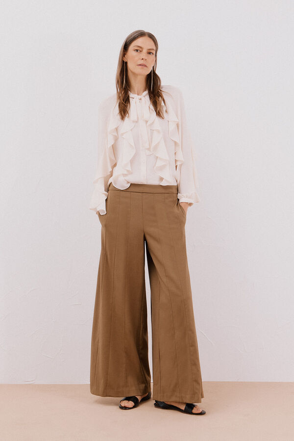 Cortefiel Wide-cut trousers Nude