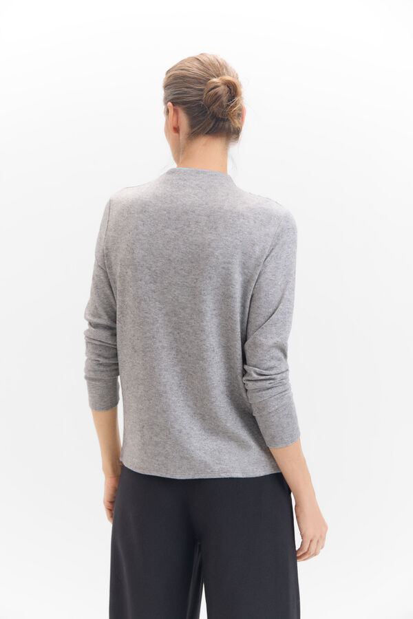 Cortefiel Shiny pleated T-shirt Grey