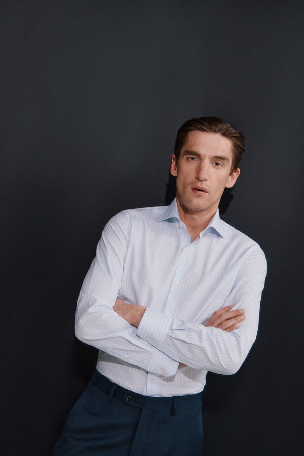 Cortefiel Easy iron houndstooth dress shirt Blue