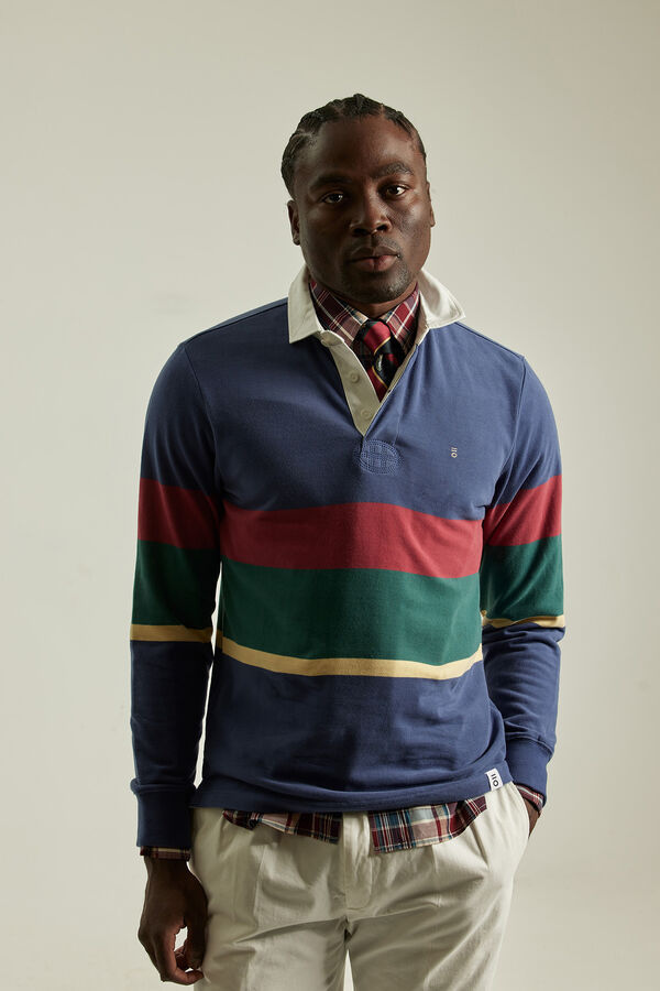 PuroEGO Polo franjas horizontales Beige