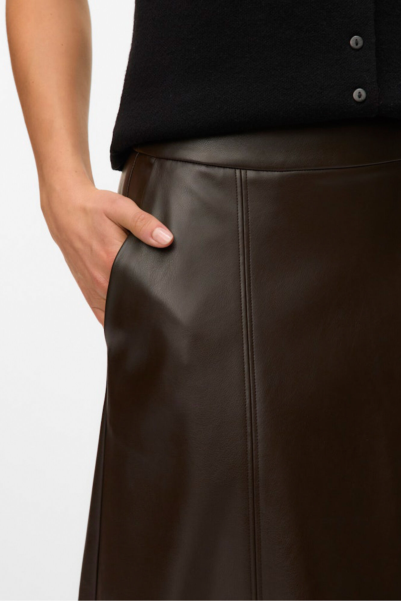 Vero Moda Saia midi de couro sint&eacute;tico 