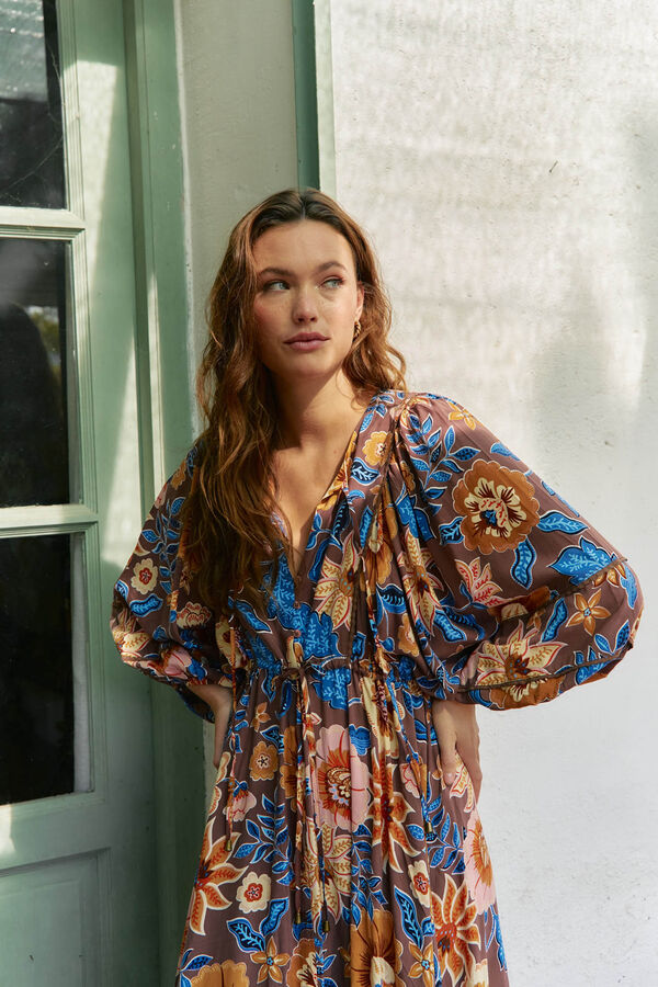 Jaase Vestido longo Catalonia com estampado de terra Multicolorido