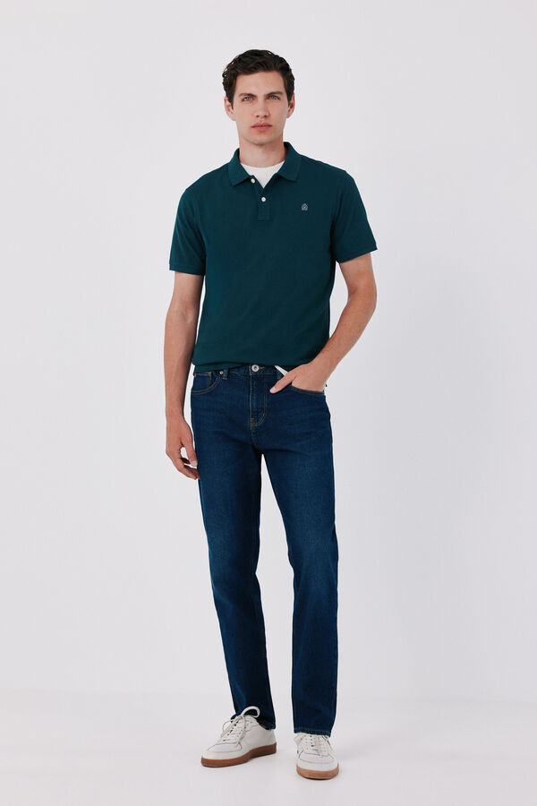 Cortefiel Piqu&eacute; slim polo shirt Dark green