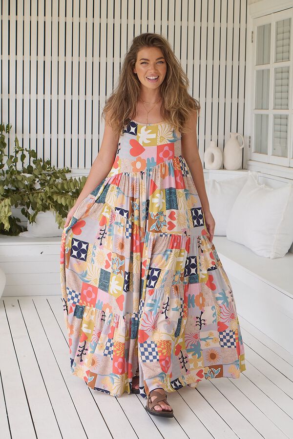 Jaase Vestido comprido boho Impress&atilde;o