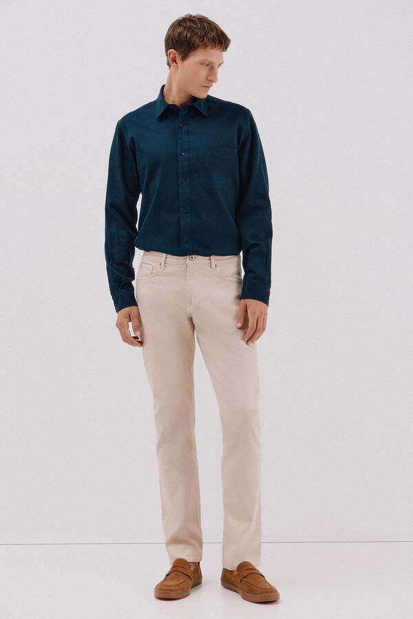 Cortefiel 5-pocket regular fit coloured trousers Beige
