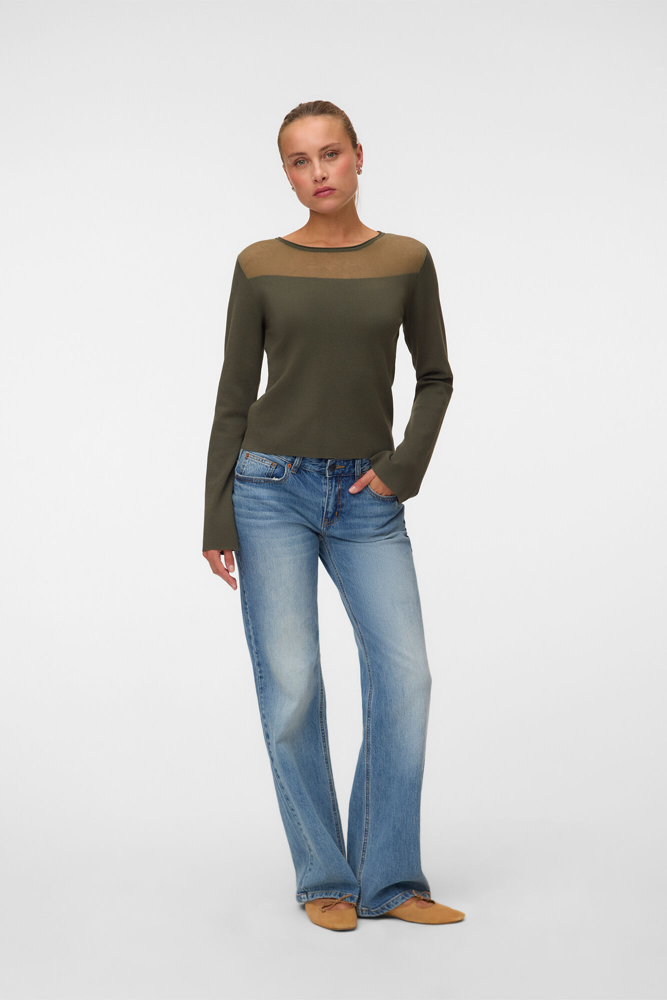 Vero Moda Top de punto con detalle semitrasparente