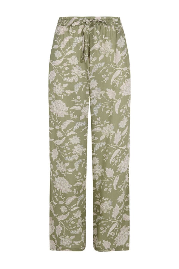 Cortefiel Pantal&oacute;n fluido estampado Estampado verde