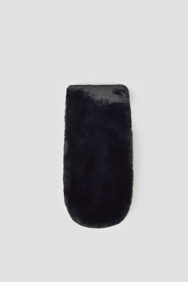 Cortefiel Faux fur scarf Black