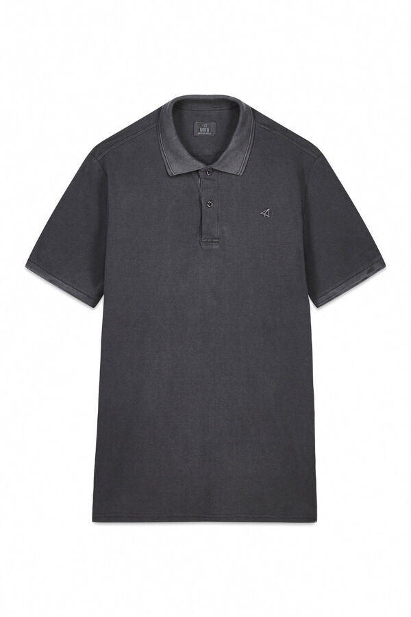 OOTO Camisa polo piqué lavada com bordado de avião Cinzento