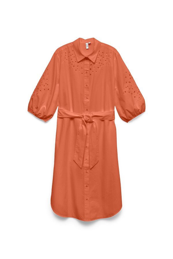 Vero Moda Vestido camiseiro bordado Vermelho