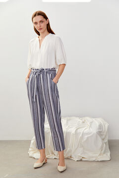 Cortefiel Long trousers with looped belt Printed blue