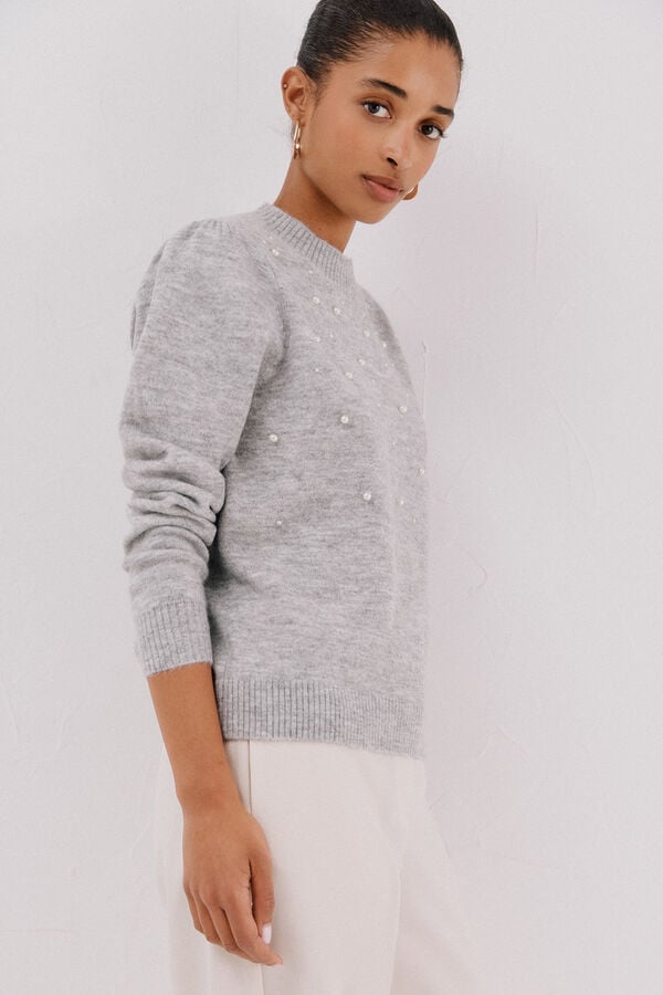 Cortefiel Jersey punto perlas Grey
