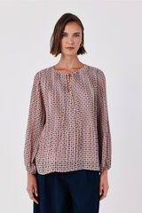Cortefiel Pleated tie blouse Printed purple
