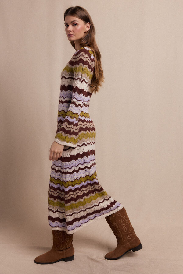 Slowlove Vestido punto ondas multicolor Multicolorido