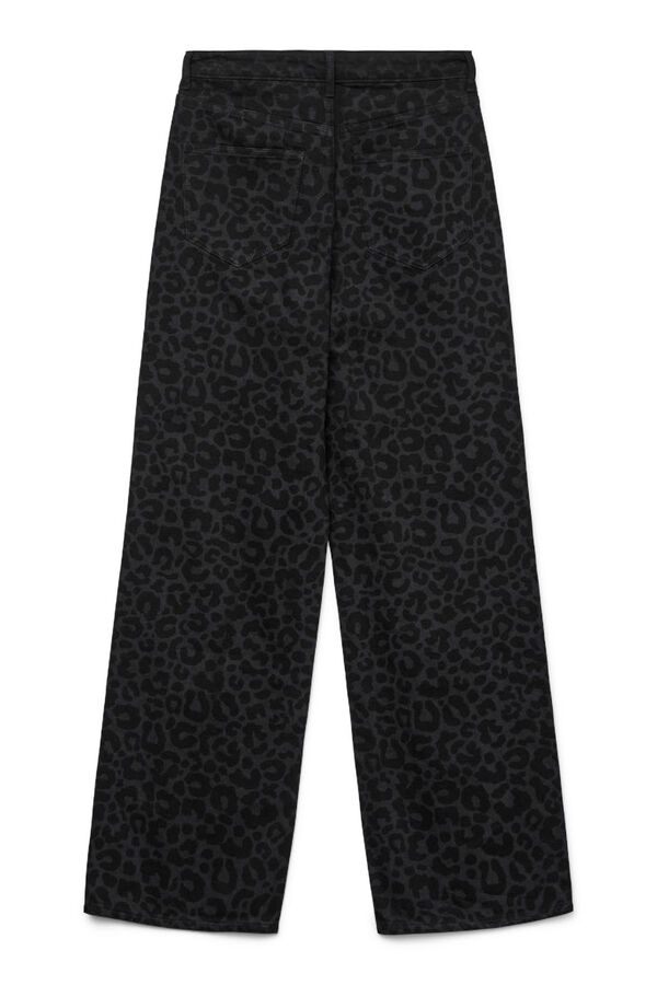 Vero Moda perna jeans larga com estampa animal  Preto