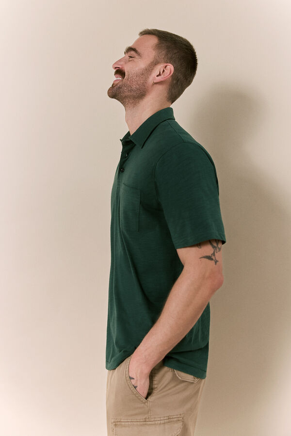 OOTO Polo lavado bordado avi&atilde;o Verde