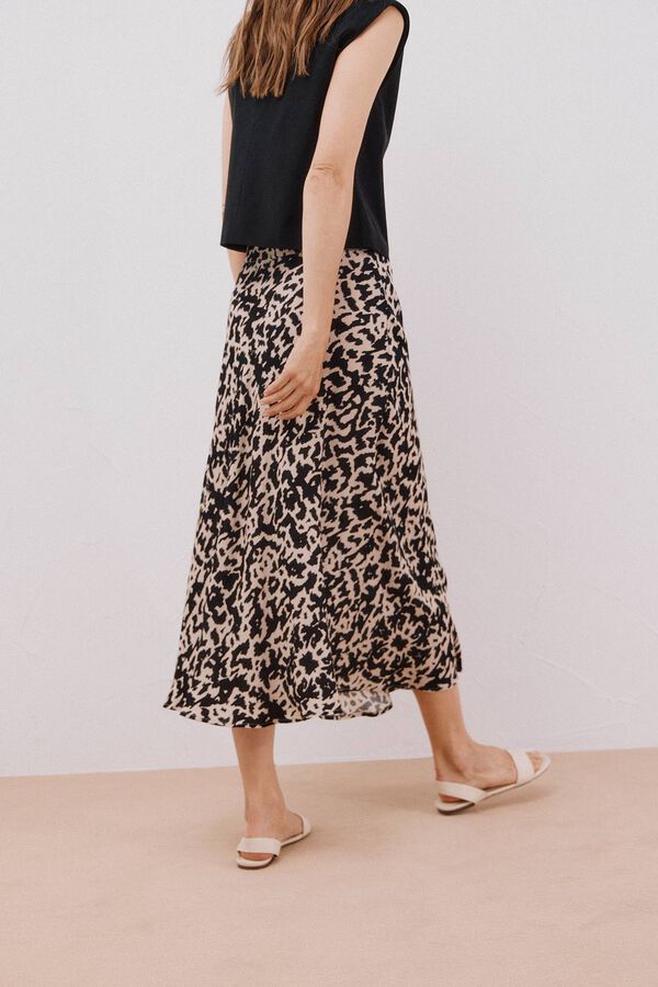 Cortefiel Printed circle skirt Printed white